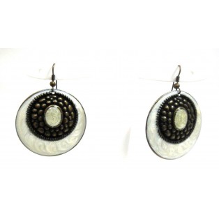 WHITE GALAXY Antique Gold Oxidized HOOP Earring - Drop Long Dangling Hook P4